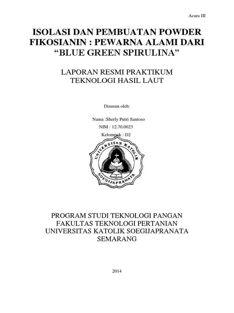 Isolasi Dan Pembuatan Powder Fikosianin | PDF