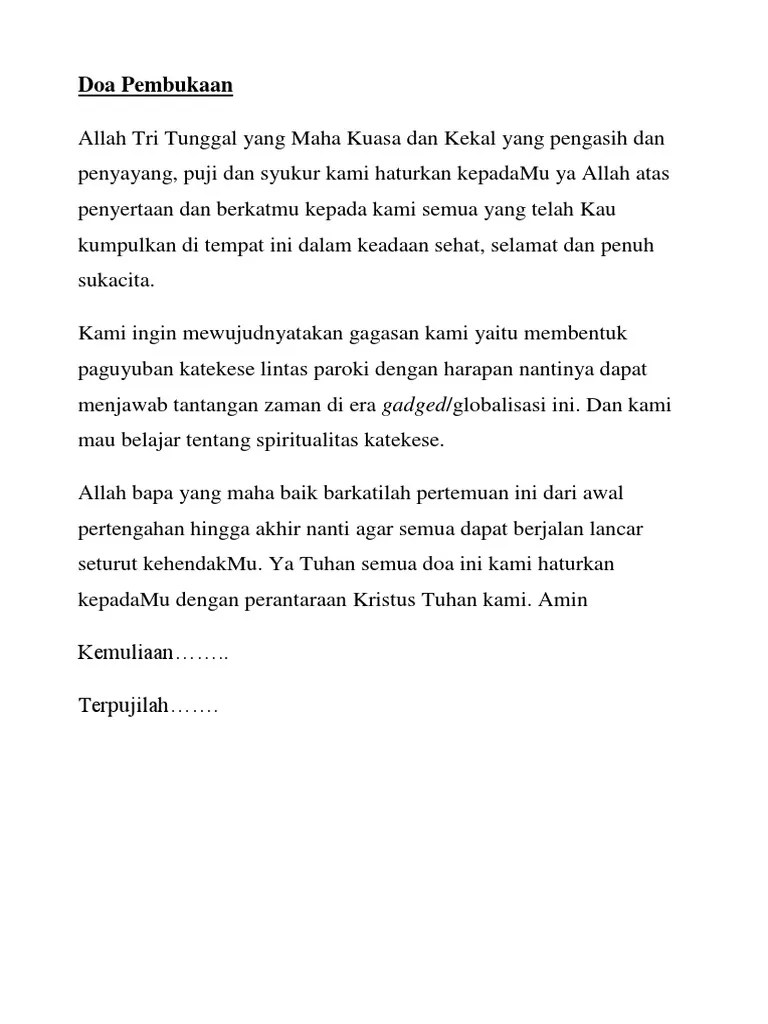 Doa Pembukaan - Pertemuan Katekese | PDF