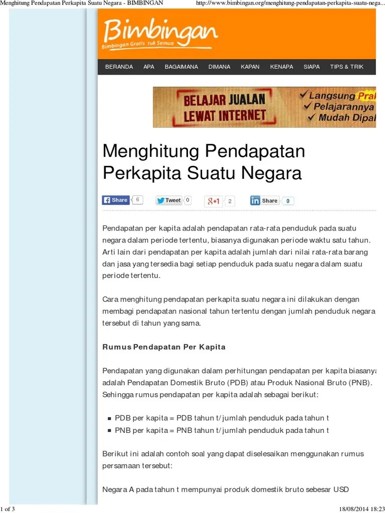 Rumus Pendapatan Perkapita Dan Contoh Soal – Berbagai Contoh