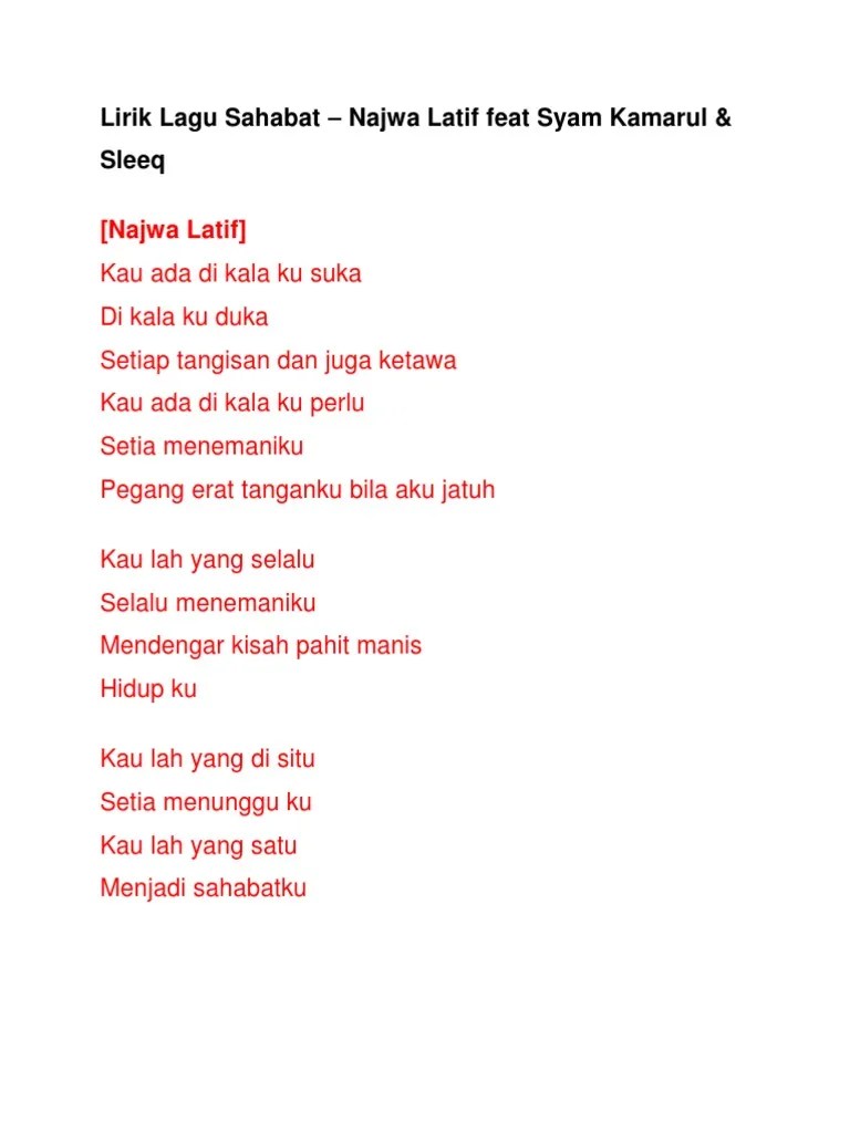 Lirik Lagu Sahabat | PDF