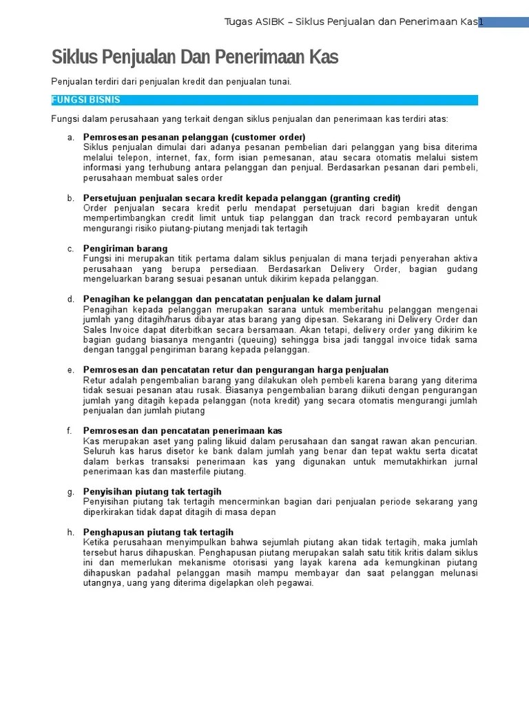 Siklus Penjualan Dan Penerimaan Kas | PDF