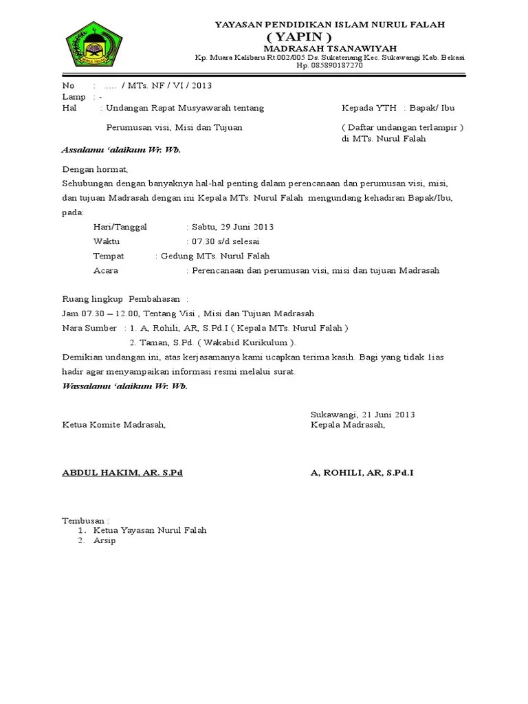 Berita Acara Penyusunan VISI, MISI Dan TUJUAN Madrasah | PDF