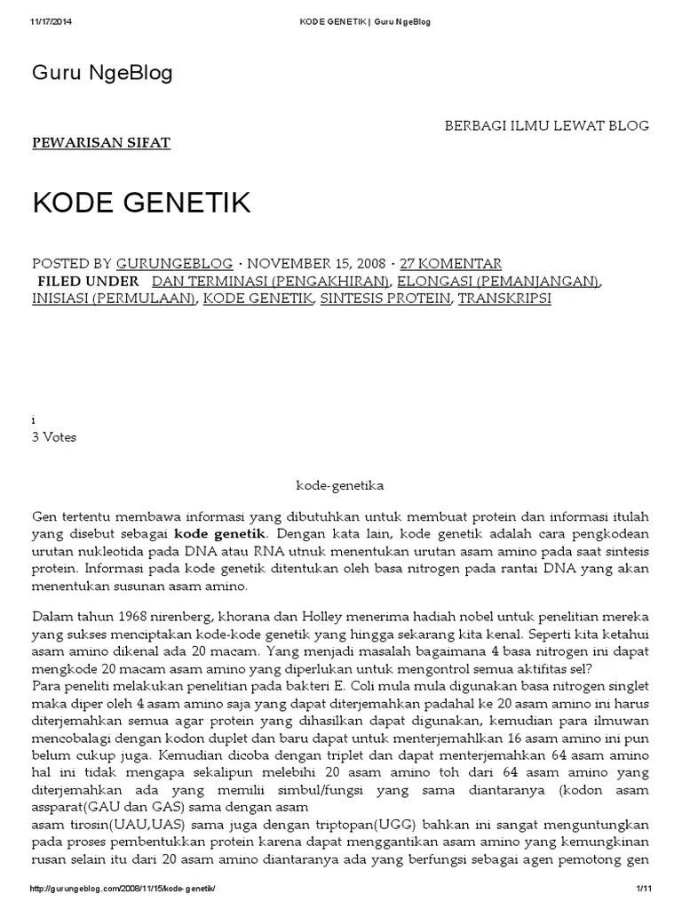 KODE GENETIK - Guru NgeBlog | PDF