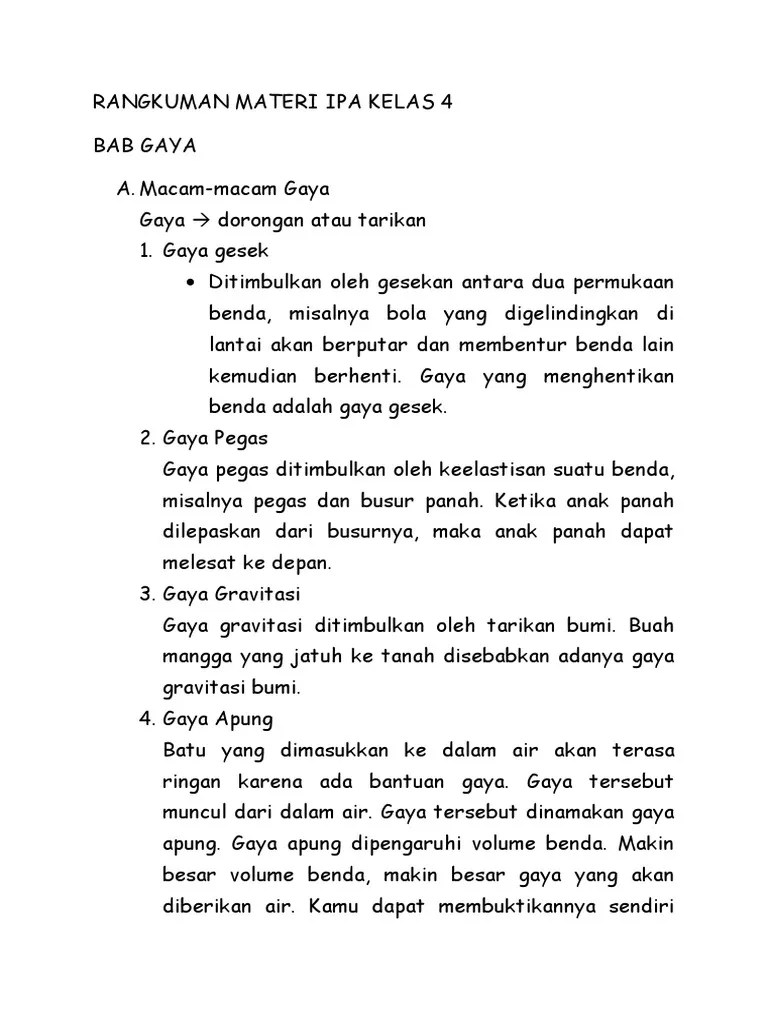 Rangkuman Ipa Kelas 4 | PDF