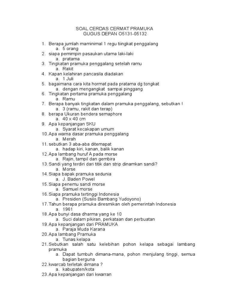 Contoh Soal Cerdas Cermat Pramuka - Revisi Id