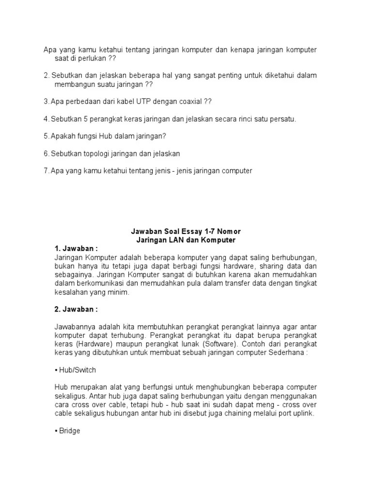 Apa Yang Kamu Ketahui Tentang Jaringan Komputer Dan Kenapa Jaringan Komputer  Saat Di Perlukan | PDF