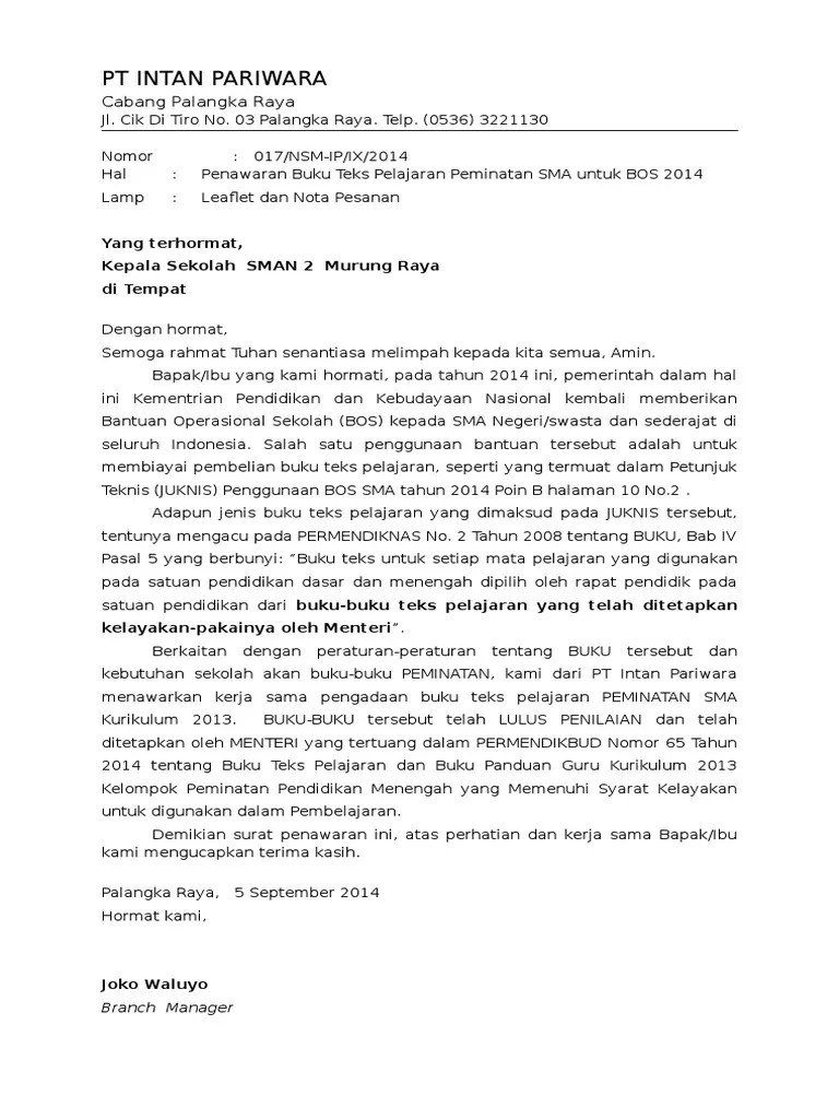 Surat Penawaran BUKU PEMINATAN | PDF