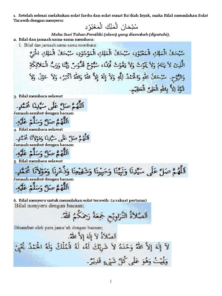 Bacaan Bilal Tarawih 11 Rakaat Lengkap Pdf