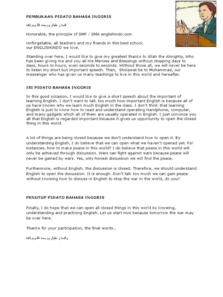 Pembukaan Pidato Bahasa Inggris | PDF