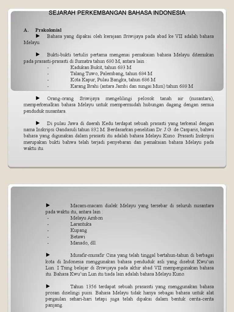 Materi Sejarah Perkembangan Bahasa Indonesia Pdf