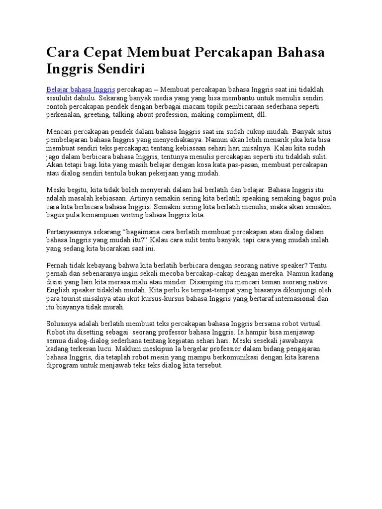 Cara Cepat Membuat Percakapan Bahasa Inggris Sendiri | PDF