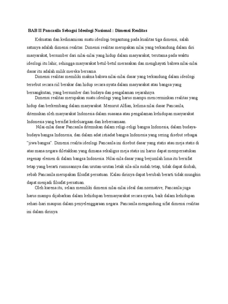 BAB II Dimensi Realitas (Ideologi Pancasila) | PDF