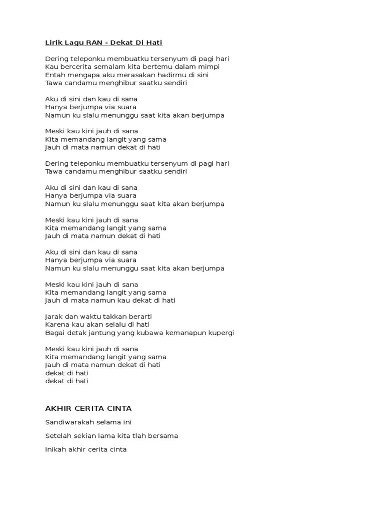 Lirik Lagu RAN | PDF