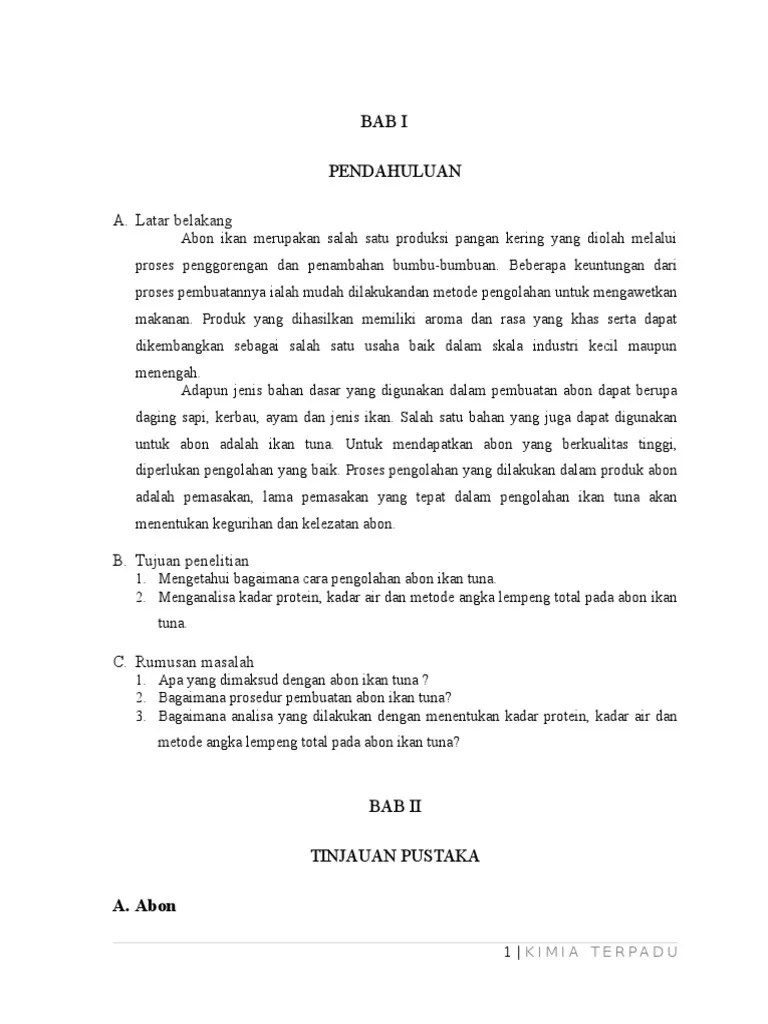 Proposal Abon Ikan Tuna | PDF