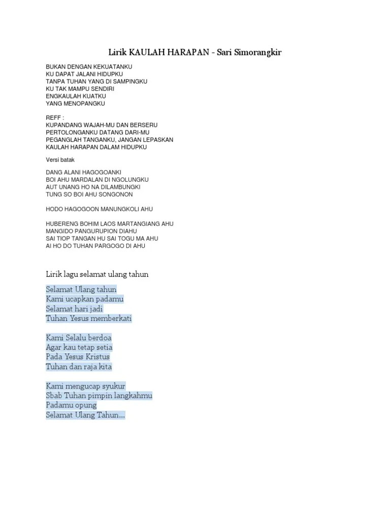 Lirik KAULAH HARAPAN | PDF