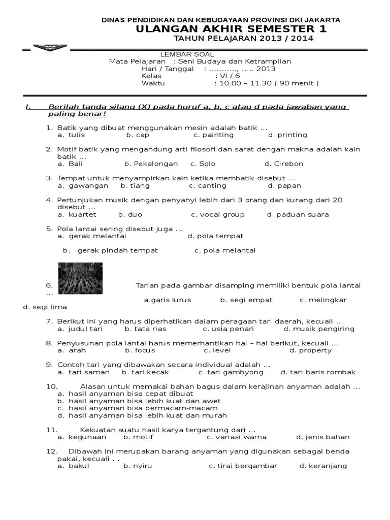 Soal Uts Bahasa Cirebon Kelas 6 Semester 1