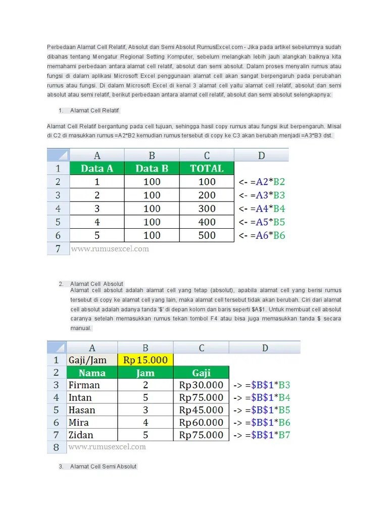 Perbedaan Alamat Cell Relatif | PDF