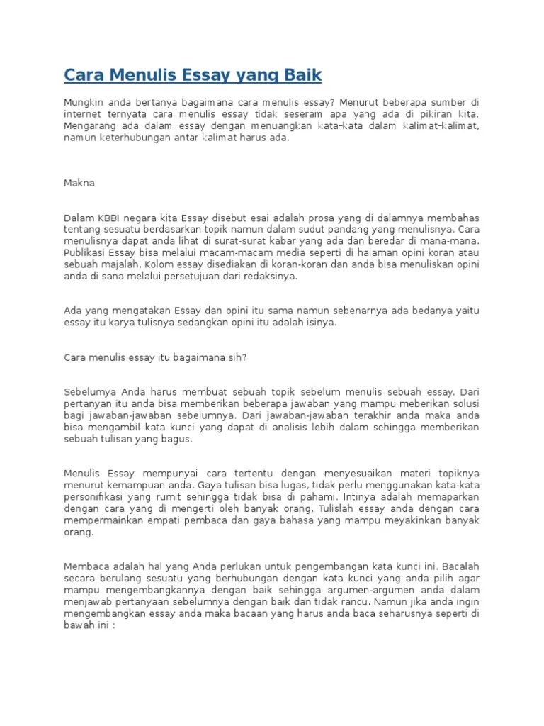 Cara Menulis Essay Yang Baik | PDF