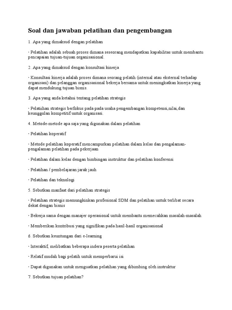 Soal Dan Jawaban Pelatihan Dan Pengembangan 2 | PDF