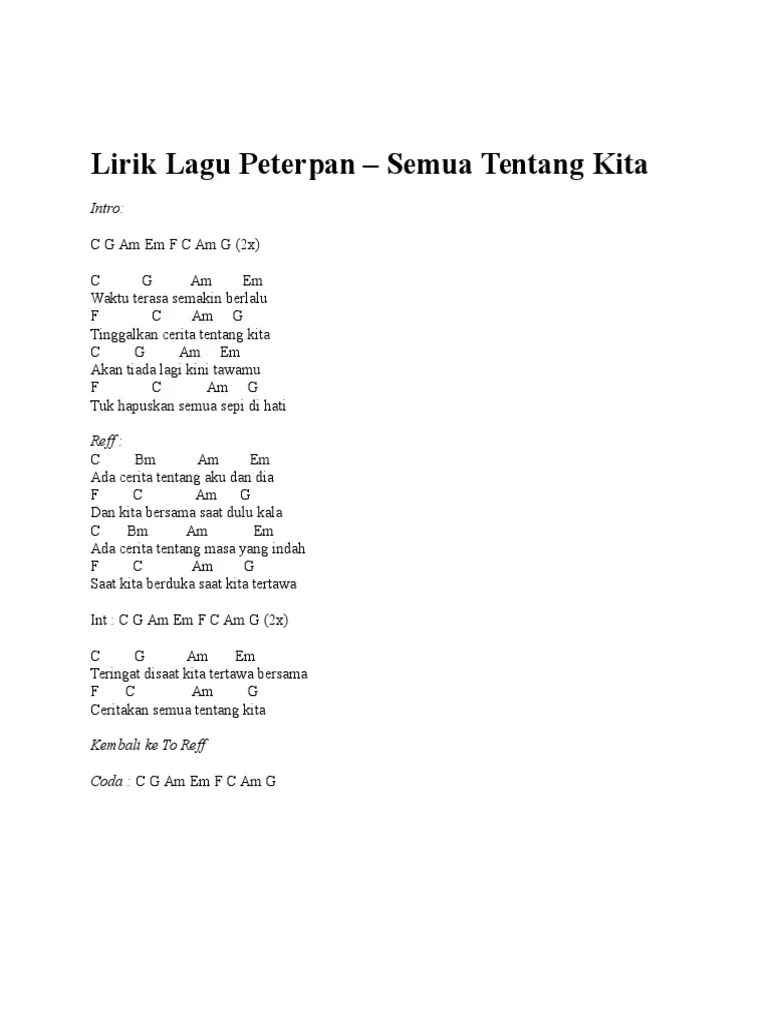 Cord Lagu Tentang Kita - Peter Pan | PDF