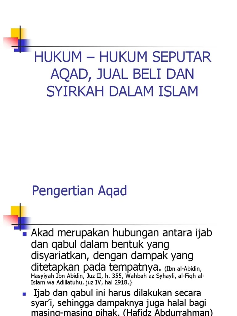Akad Jual Beli Dan Syirkah | PDF
