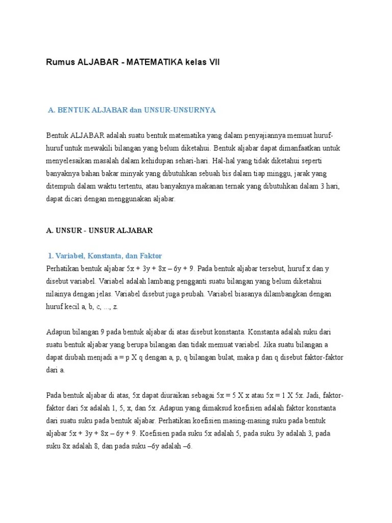 Rumus ALJABAR | PDF