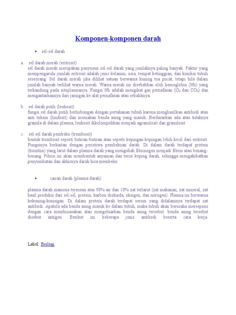 Komponen-Komponen Darah | PDF