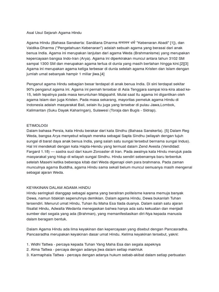 Asal Usul Sejarah Agama Hindu | PDF