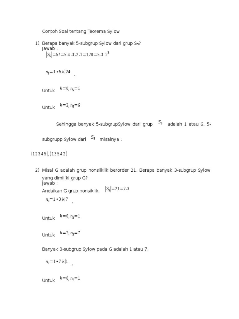Contoh Soal Tentang Teorema Sylow | PDF