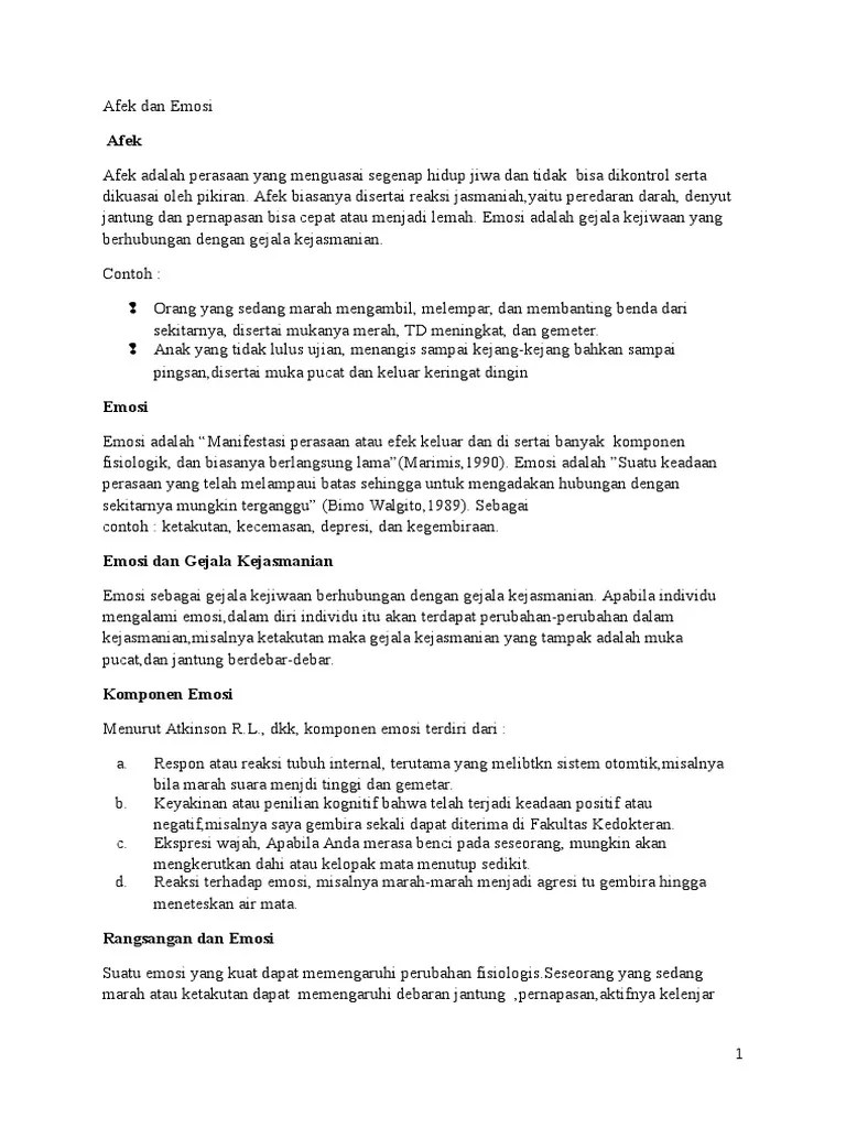 Afek Dan Emosi (Psikologi) | PDF