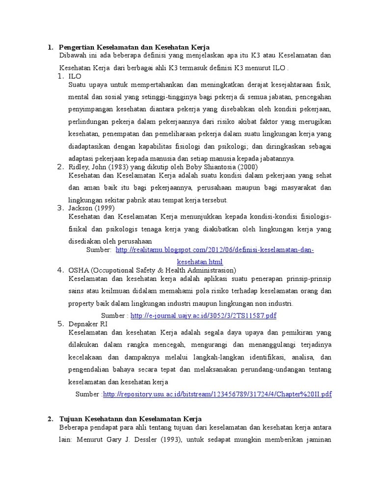 Pengertian Keselamatan Dan Kesehatan Kerja | PDF