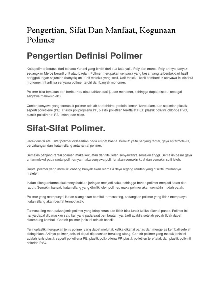 Pengertian Polimer | PDF