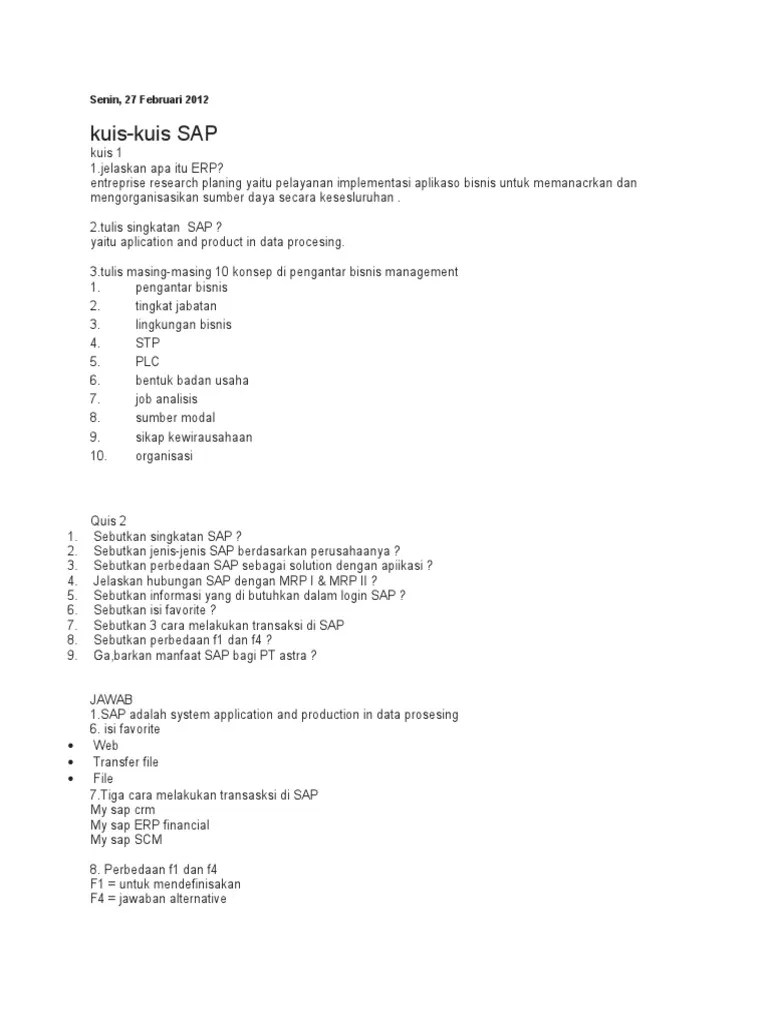 Soal Kuis Sap | PDF