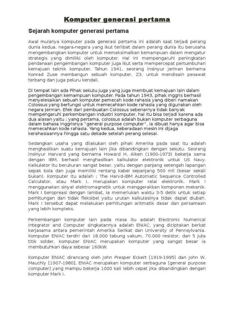 Komputer Generasi Pertama