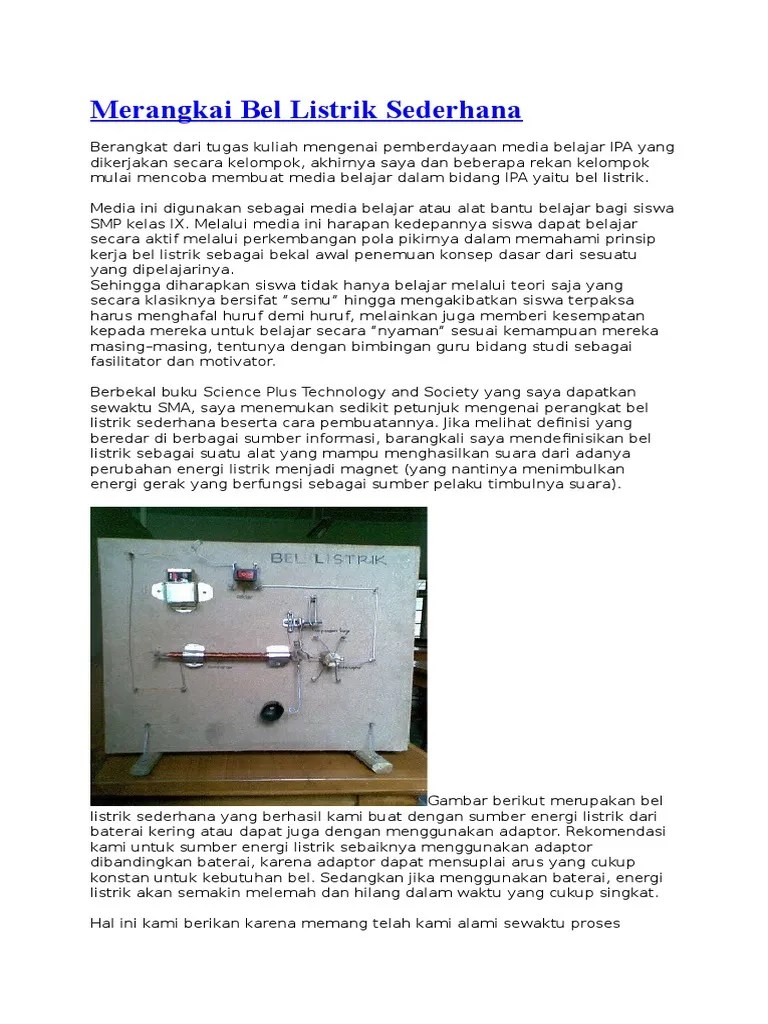 Merangkai Bel Listrik Sederhana | PDF