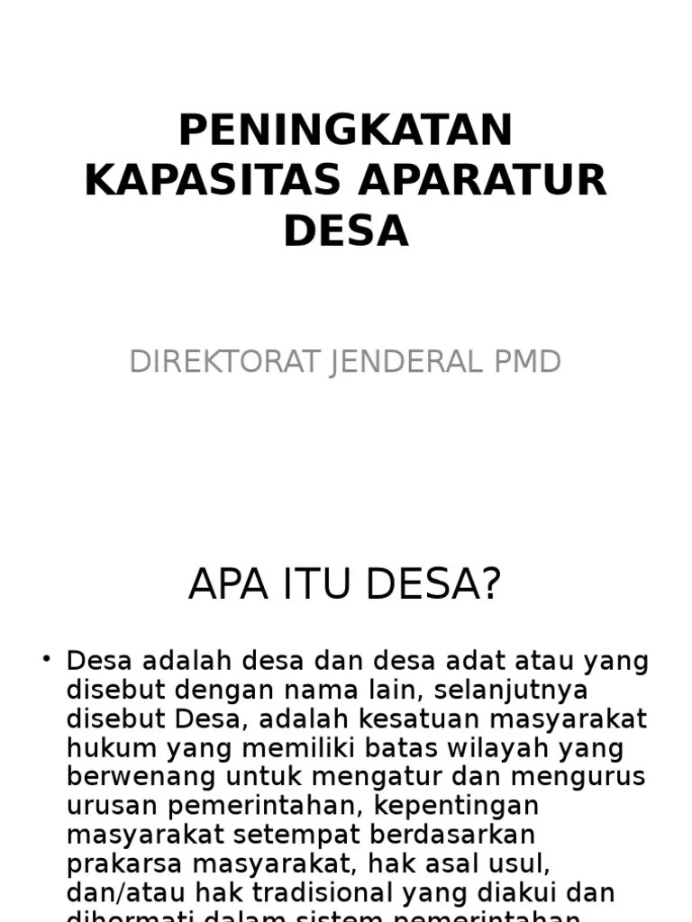 Peningkatan Kapasitas Aparatur Desa | PDF