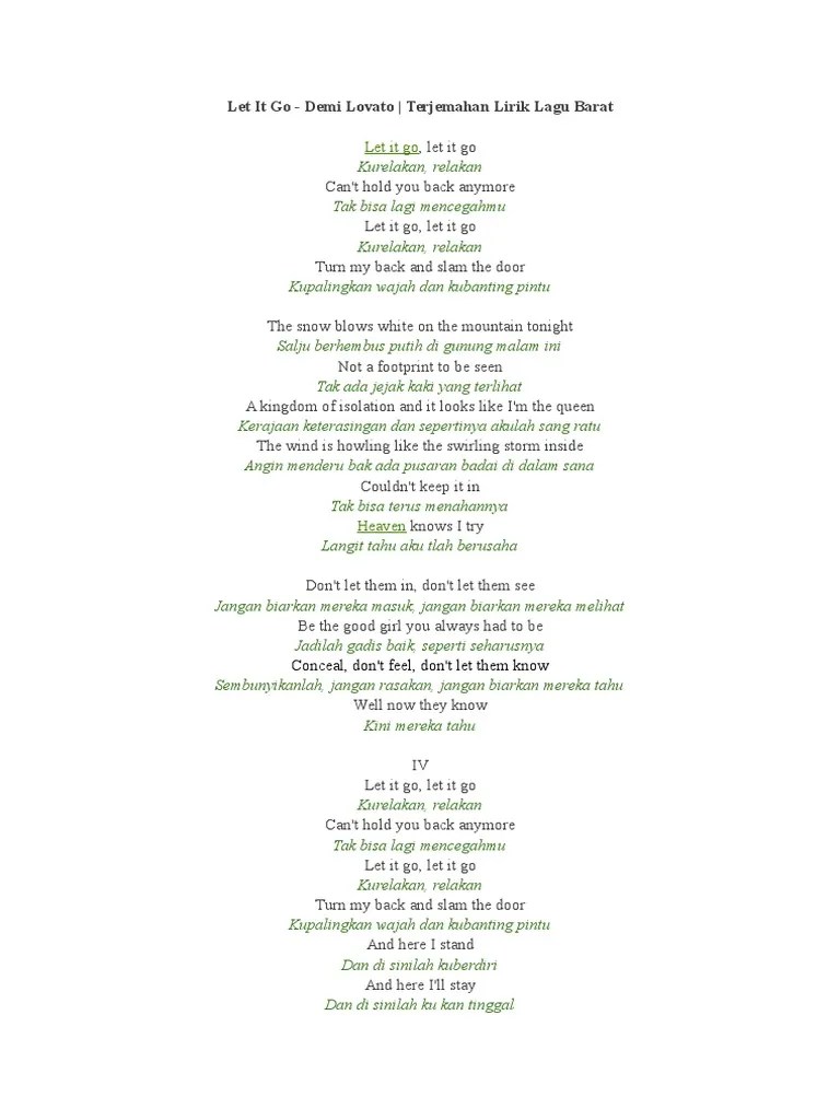 Lirik Lagu Let It Go | PDF