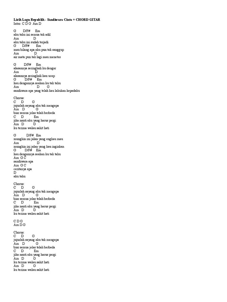 Lirik Lagu Republik Andaikan Dulu Dan Kunci Gitar