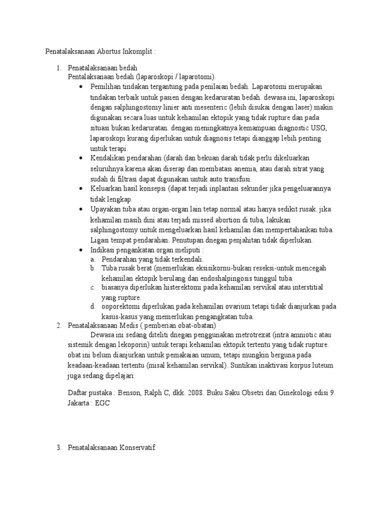 Penatalaksanaan Abortus Inkomplit | PDF