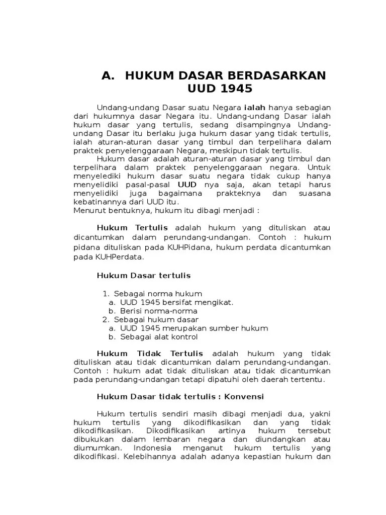 A. Hukum Dasar Berdasarkan Uud 1945 | PDF