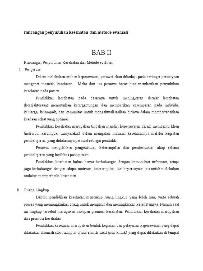 Rancangan Penyuluhan Kesehatan Dan Metode Evaluasi | PDF