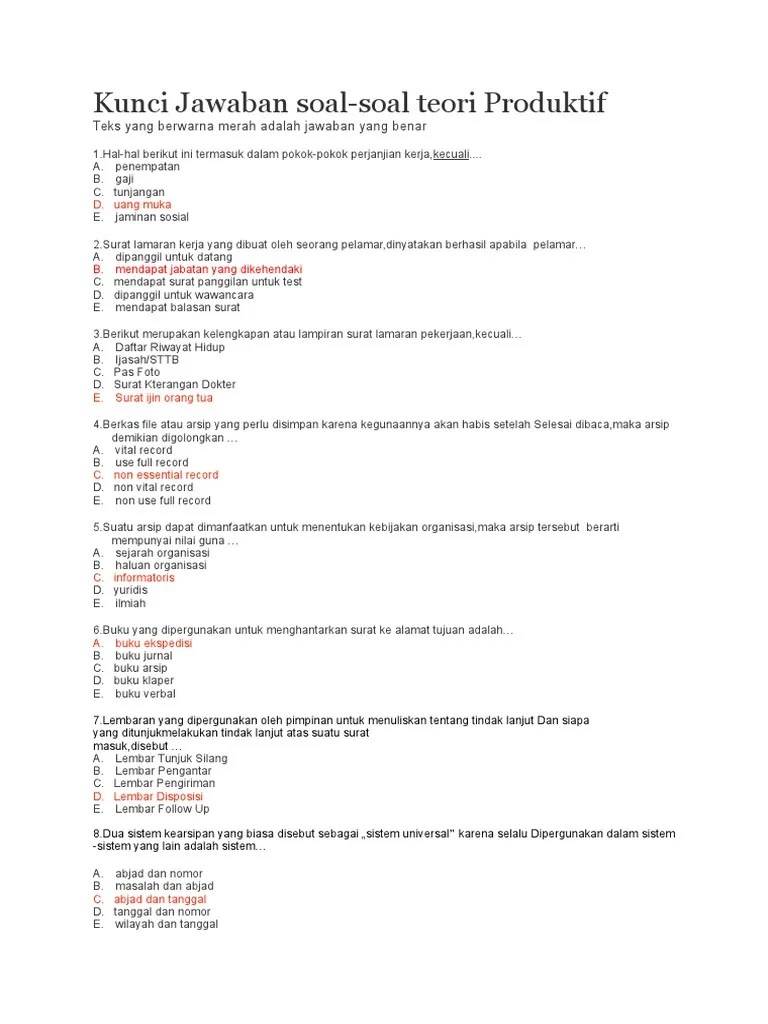 Kunci Jawaban Soal Administrasi | PDF