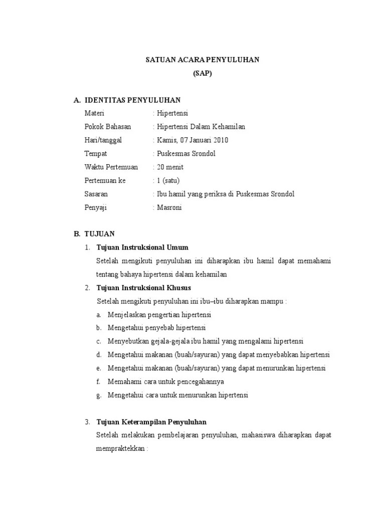 SAP (Hipertensi Dalam Kehamilan) | PDF