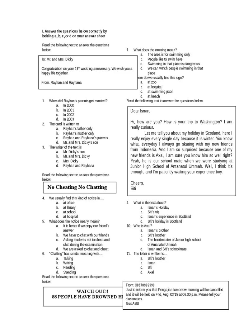 Soal Bahasa Inggris Smp Kelas 8 Semester 2 Tahun 2015 - Berbagai Tahun