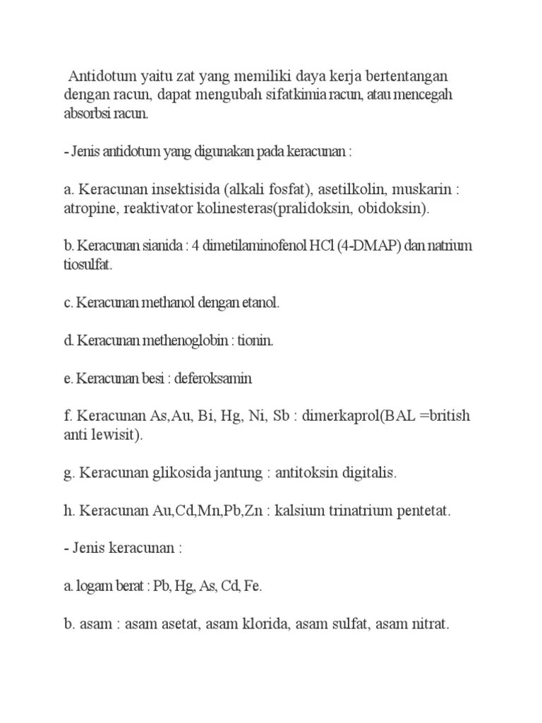 Jenis Antidotum | PDF