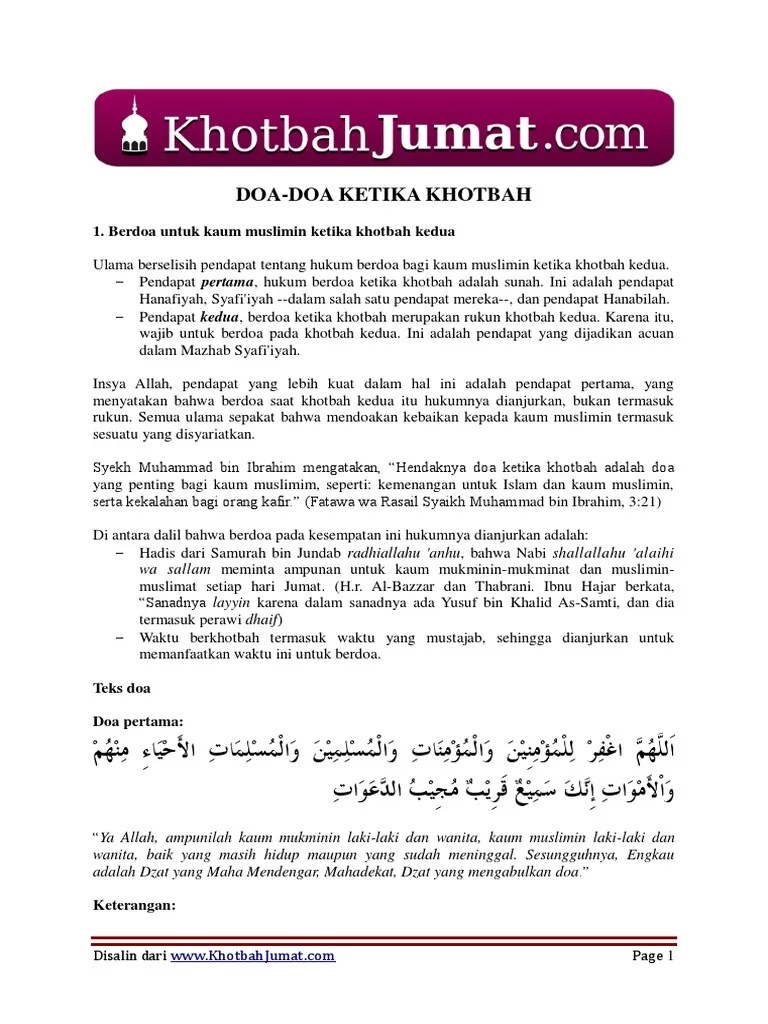 Khutbah Jum&rsquo;at) - Doa-Doa Penutup Khutbah Jum&rsquo;At | PDF