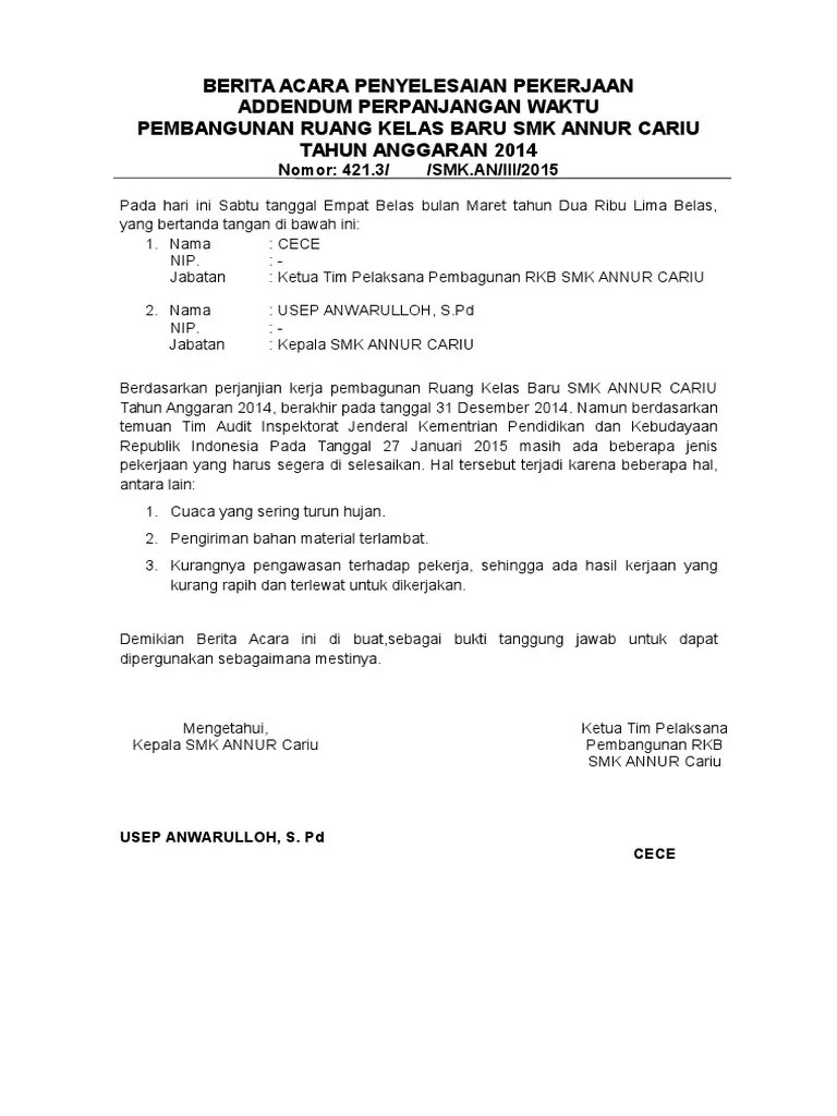 Addendum Perpanjangan Waktu | PDF