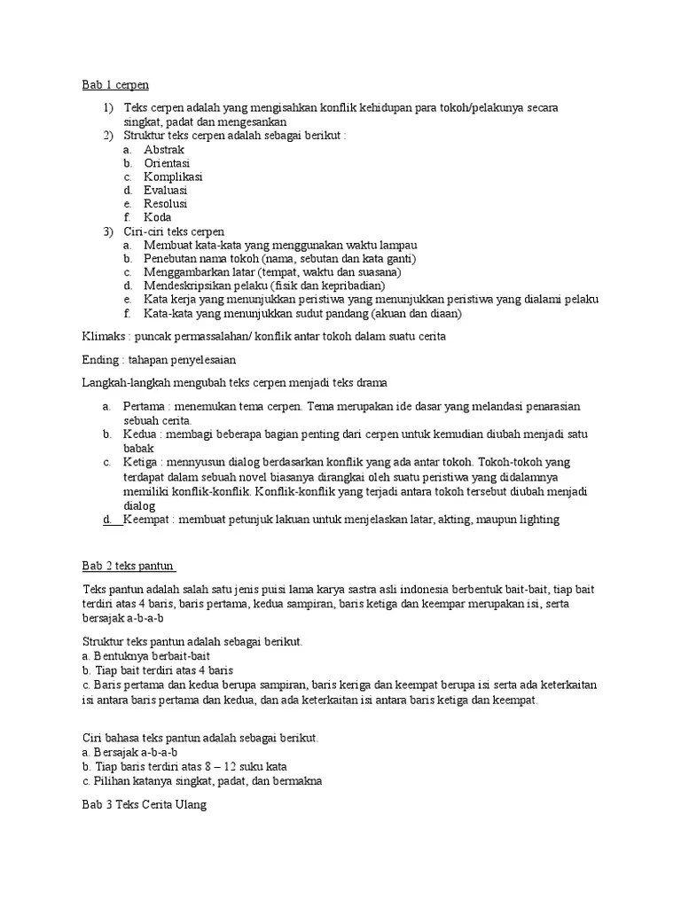 Rangkuman Materi Bahasa Indonesia Kelas XI | PDF