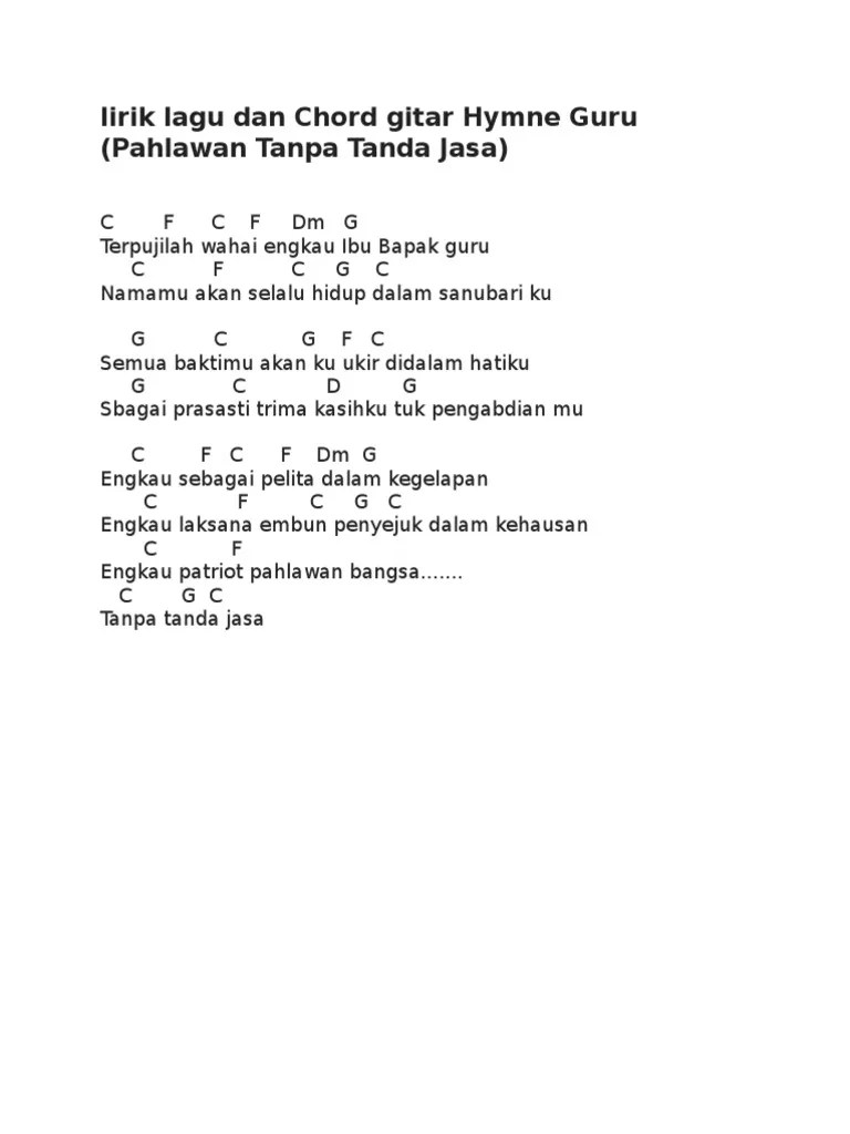 Kunci Gitar Lagu Hymne Guru – Dengan