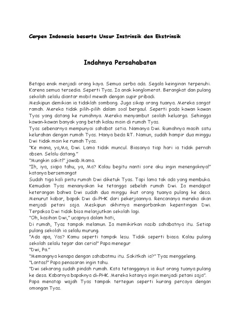 Contoh Unsur Intrinsik Cerpen Persahabatan – Nasi